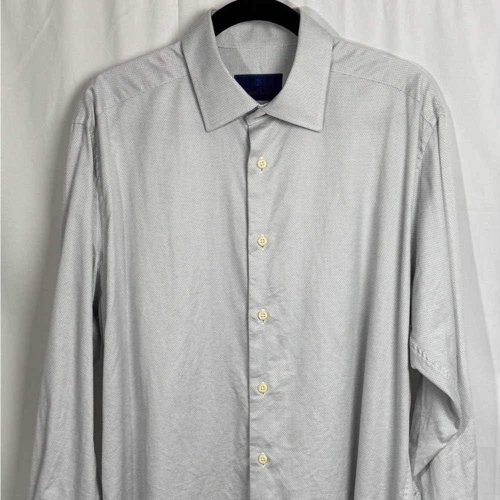 100% Cotton David Donahue Subtle Gray Button-Up Shirt